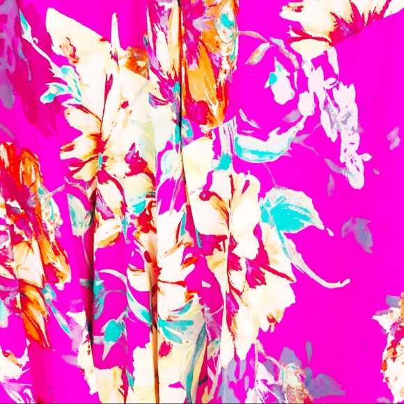 Madison Leigh Pink Floral Maxi Flow Dress Size 14 - Picture 6 of 9